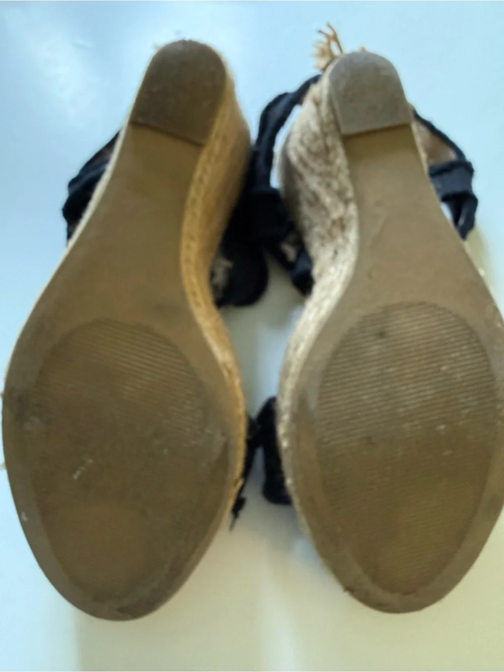 Steve Madden Fraid Black Espadrille Wedge Sandals Sz 10